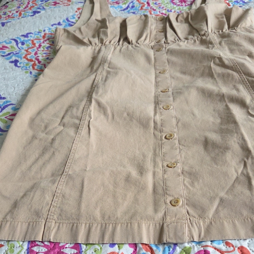 Shirred Button Front Dress
